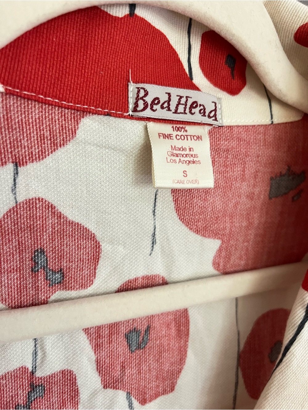 Bed Head Red Poppy Print Pajama Set S Cotton USA - Picture 4 of 6